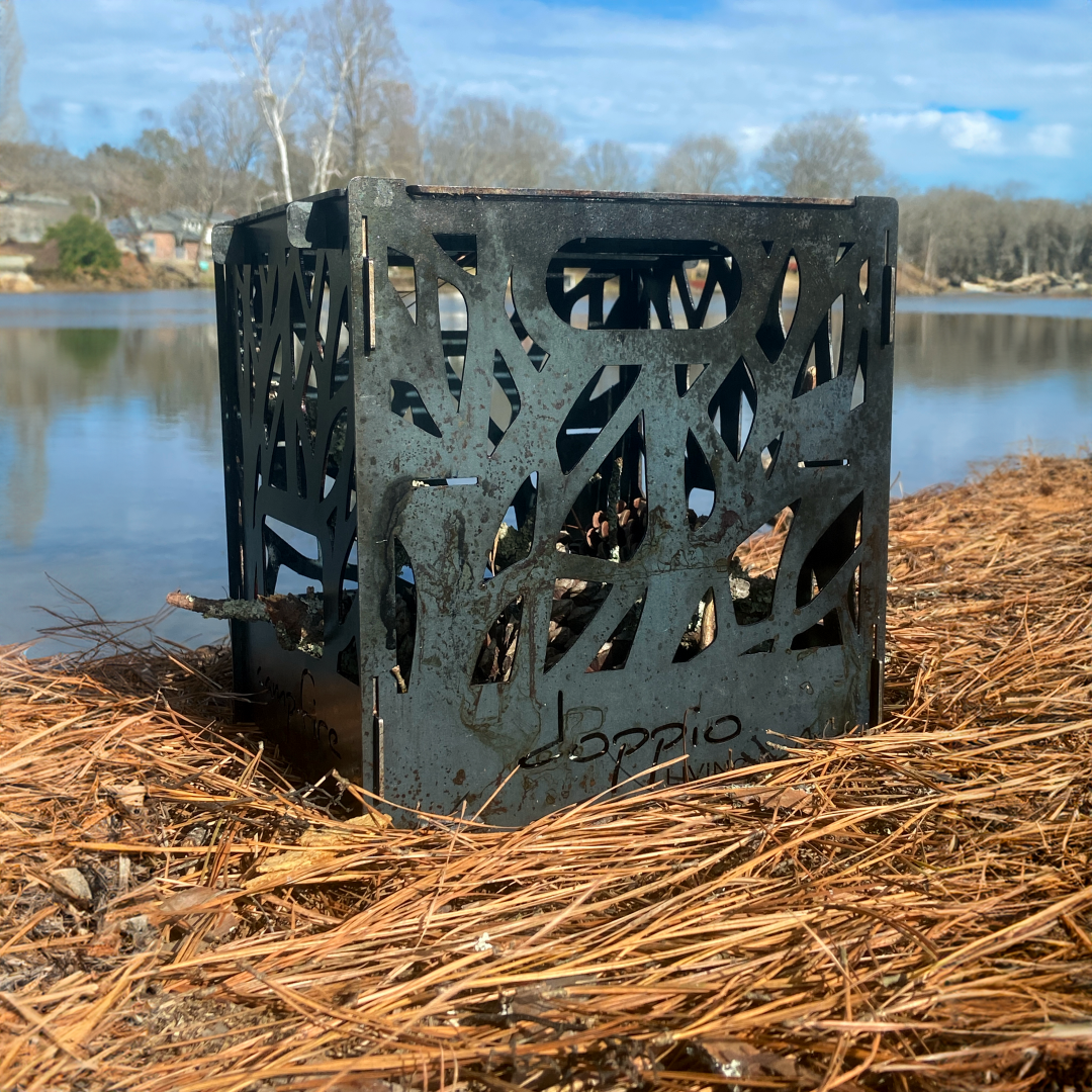 A square firepit. A durable campfire made from steel.