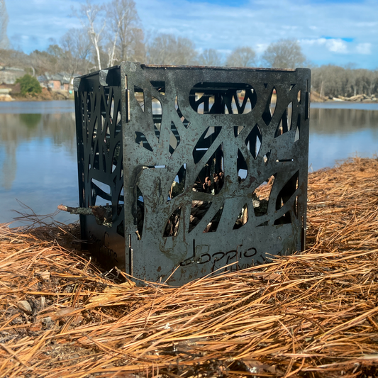 A square firepit. A durable campfire made from steel.